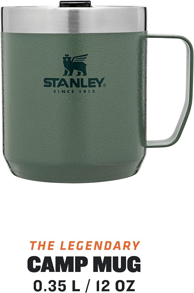 Stanley Classic Legendary Vacuum Insulated Tumbler-Stainless Steel Camp Mug, 1 Count (Pack of 1), Hammertone Green,354 milliliters