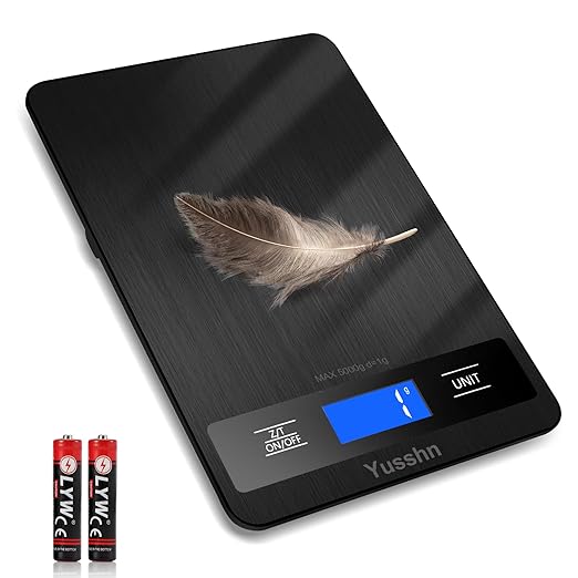 Digital Kitchen Scale - Precision Food Scale for Cooking & Baking (1g/0.05oz Accuracy) - Waterproof Stainless Steel with LCD Display, Batteries Included - Weight in Grams & oz (Black)