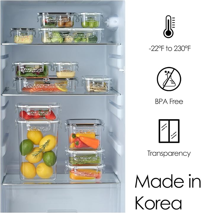 Airtight Food Storage Container With Lid (30.4oz) Leak-Proof Lunch Box | BPA-Free | Meal Prep | Microwave, Freezer and Dishwasher Safe | Kitchen Fridge Organizer Boxes | Fresher Food