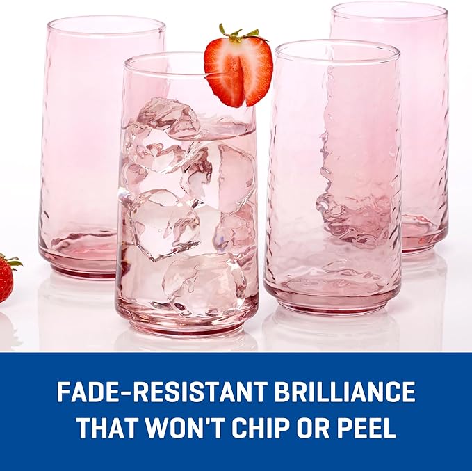 Anchor Hocking Rosewater Brockhill Drinking Glasses (16-Pieces, 12-ounce and 18-ounce, dishwasher safe)