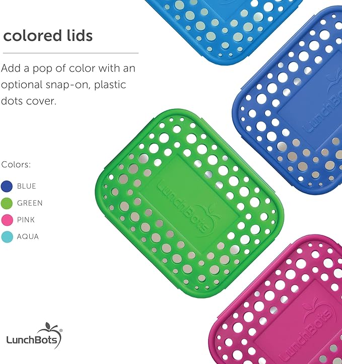 LunchBots Medium Duo Snack Container - Divided Stainless Steel Food Container - Two Sections for Half Sandwich and a Side - Eco-Friendly - Dishwasher Safe - Stainless Lid - Pink Dots