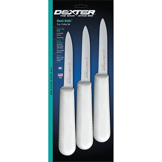 Dexter-Russell Sani-Safe 3¼" Paring Knives – 3 Pack, High Carbon Steel Blade, Slip-Resistant Handle, Professional Fruit & Vegetable Cutter, Chef Paring Tool for Precision Food Prep
