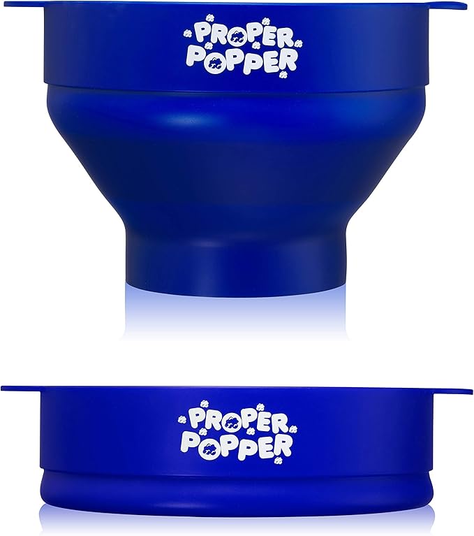 The Original Proper Popper Microwave Popcorn Popper, Silicone Popcorn Maker, Collapsible Bowl BPA Free & Dishwasher Safe - (Blue)