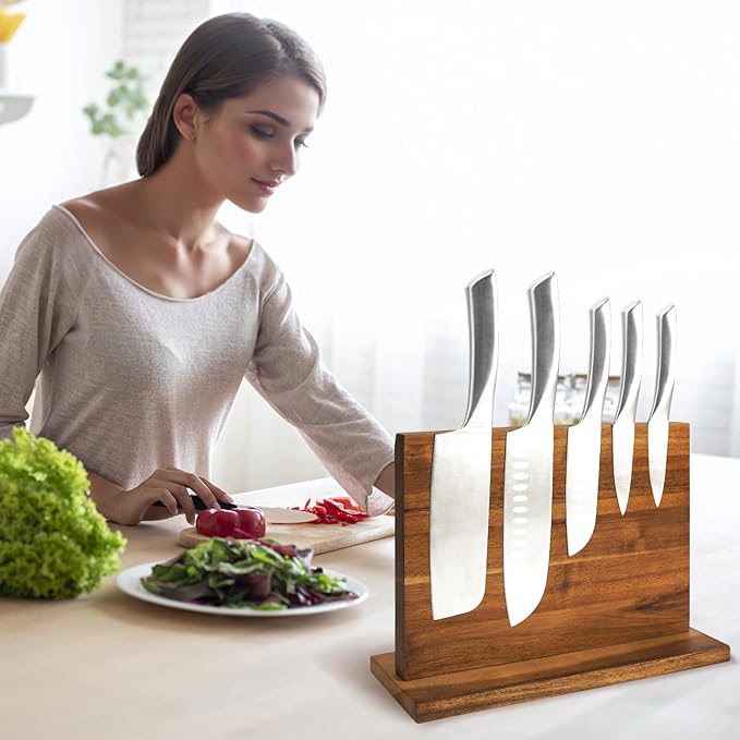 DAWNTREES Magnetic Knife Holder, Double-sided Magnetic Knife Block Kitchen Counter Universal Knife Display Rack Multifunctional Storage