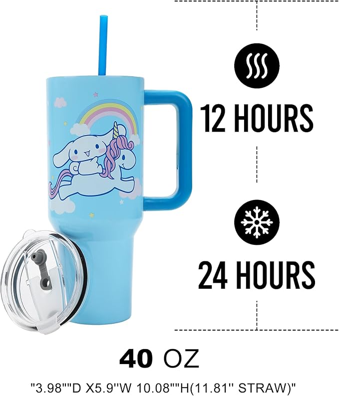 Bioworld Cinnamoroll With Unicorn And Balloon 40 Oz Stainless Steel Tumbler