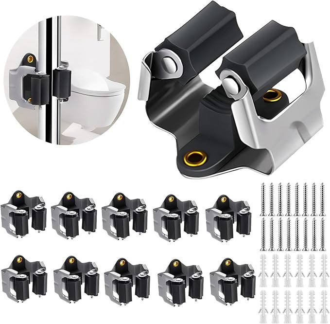 3-H 10 Pack Mop and Broom Holder Big Size Hanging 1 KG Extra, Broom Holder Wall Mount for Hanging and Organizing Shove Rake Yard Tools in Garage Garden Shed Laundry Kitchen up to 1.45 Inch (Black)