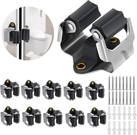 3-H 10 Pack Mop and Broom Holder Big Size Hanging 1 KG Extra, Broom Holder Wall Mount for Hanging and Organizing Shove Rake Yard Tools in Garage Garden Shed Laundry Kitchen up to 1.45 Inch (Black)