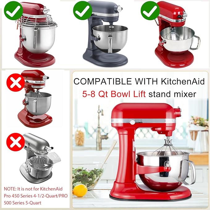 Mixer Mat Slider Compatible with KitchenAid 5-8 Qt Bowl-Lift Mixer - Metal Appliance Sliding Tray Kitchen Countertop Storage Mover Caddy for Kitchen Aid Professional Stand Mixer