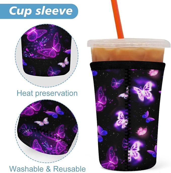 Purple Butterfly Coffee Cup Sleeves - Image 4