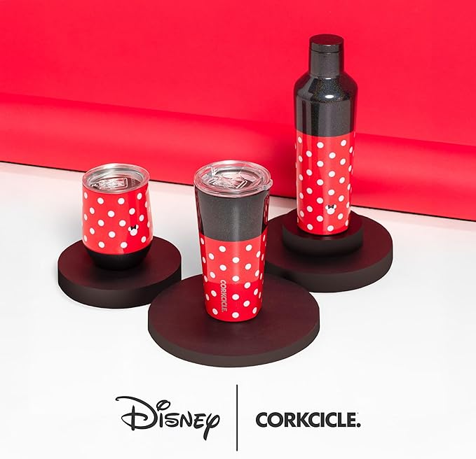 Corkcicle Stemless Insulated Wine Glass Tumbler - Keeps Beverages Cold 6 Hours & Hot 3 Hours - Stainless Steel - Easy-Grip - Summer Drinkware Gift - Keeps Drink Ice Cold - 12 oz - Minnie Mouse Tie Dye