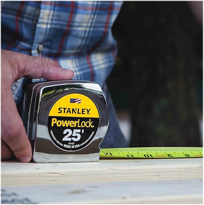 Stanley 33425 Powerlock II Power Return Rule, 1-Inch x 25ft, Chrome/Yellow