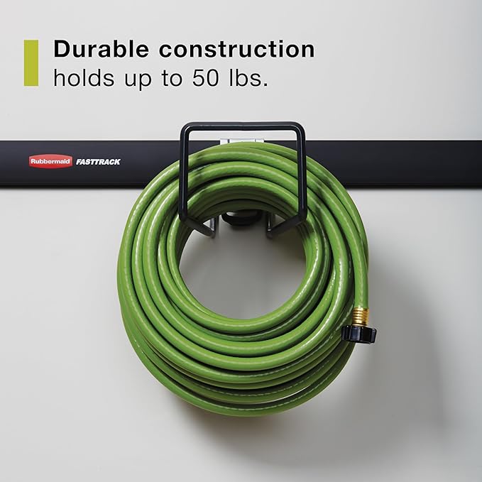 Rubbermaid Garage FastTrack Hose Hook Satin Nickel Wall Mounted Storage System Holds up to 50 pounds for Home/Garage