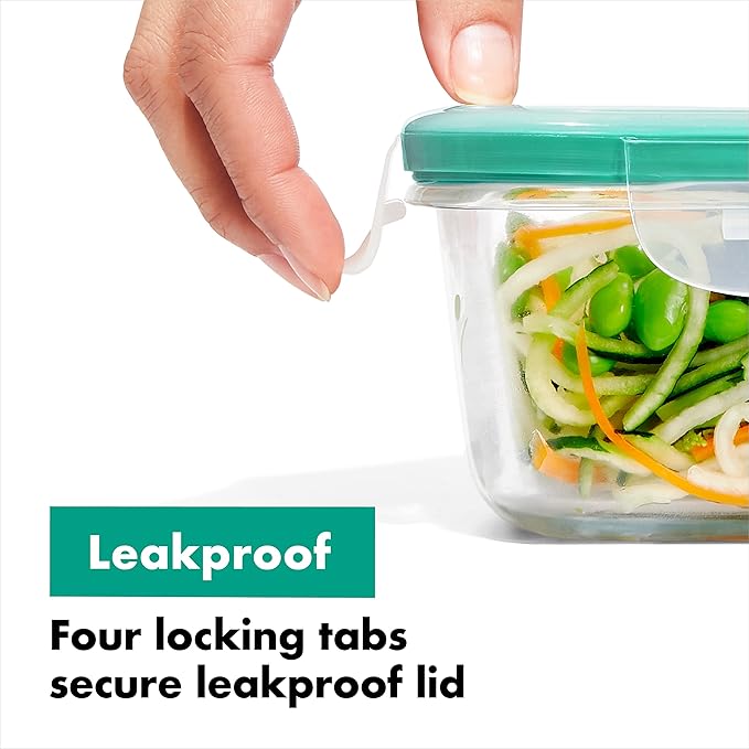 OXO Good Grips 4 Cup Smart Seal Leakproof Glass Round Airtight Food Storage Container