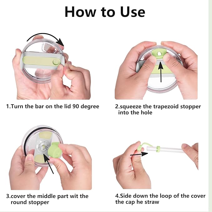 Silicone Spill Stopper Set Compatible with Stanley Cup 2.0 30oz & 40oz with Straw Cover, Set of 4