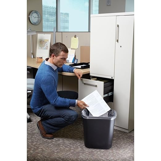 Rubbermaid Commercial Products Resin Wastebasket/Trash Can, 7-Gallon/28-Quart, Black, Plastic, for Bedroom/Bathroom/Office, Fits Under Desk/Sink/Cabinet