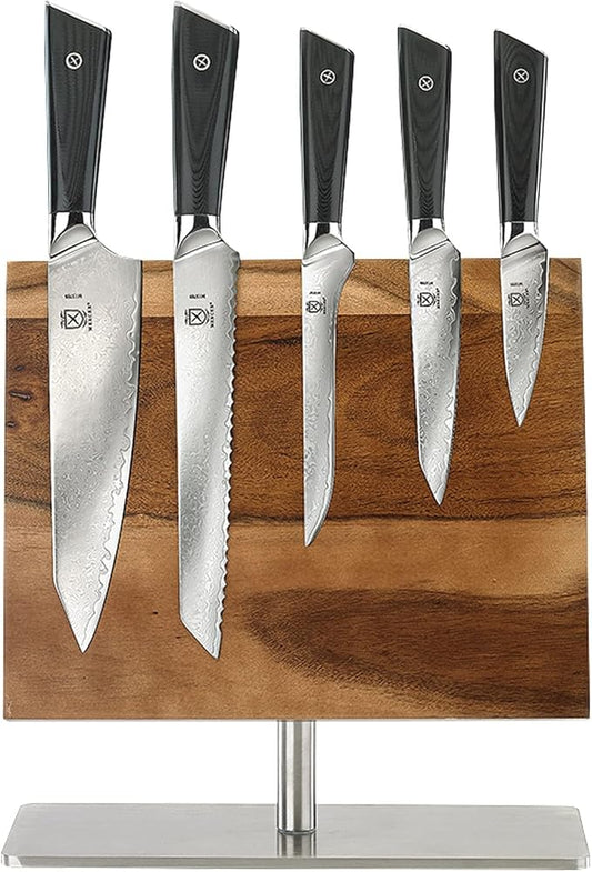 Mercer Culinary Premium Grade Super Steel 6-Piece Knife Set with Magnetic Stand, G10 Handles