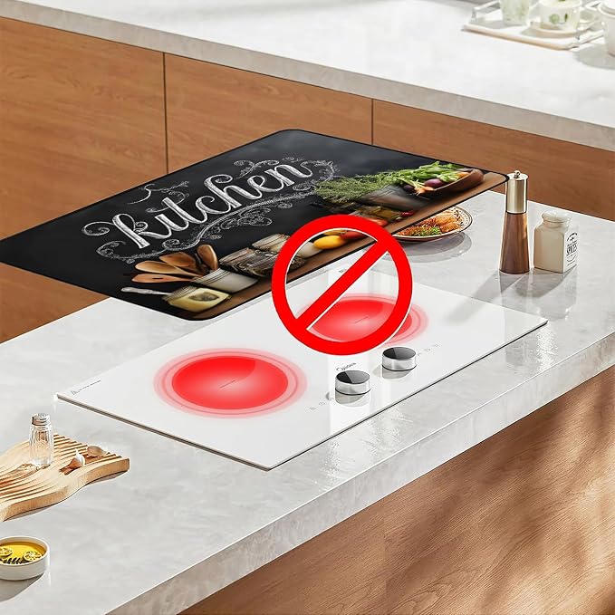 Farmhouse Kitchen Stove Top Cover 28.3 x 20.5 Inches, Heat Resistant Glass - Image 6