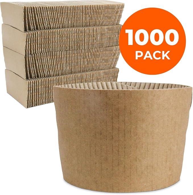 FMP Brands 1000 Pack Kraft Coffee Cup Sleeves, 8 oz, Disposable Hot & Cold - Image 2