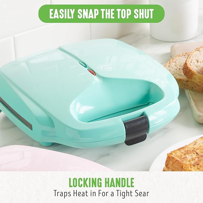 GreenLife Pro Electric Panini Press Grill and Sandwich Maker, Healthy Ceramic Nonstick Plates,Easy Indicator Light, PFAS-Free, Turquoise