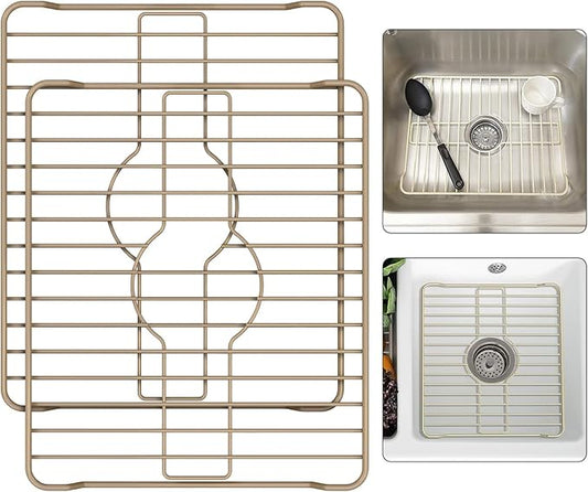 Better Houseware Sink Protectors for Kitchen Sink, Protective Metal Grid, 16x12.3x1 inches, Almond Kitchen Sink Mat to Shield Sink Base from Scratches, Rust-Resistant Coating, 2 Pack, M