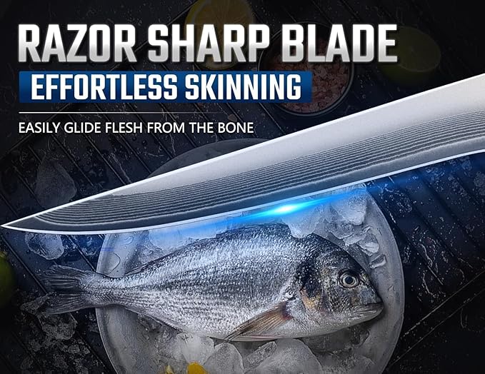Dream Reach Boning Knife for Meat Cutting Japanese High Carbon Steel Deboning Knife with Sheath-Razor Sharp 6 inch Fillet Knife Brisket Trimming Knife for Kitchen Outdoor (Flow Series1), Silver