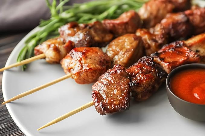 DecorRack 12" Natural Bamboo Skewers Sticks, 100 Wood Skewers for Grilling, BBQ, Kabob, Appetizers, Fruits, Smores, Cocktail, Brunch, Fondue Sticks, Barbeque, DIY Crafting, 12 inch (100 pack)