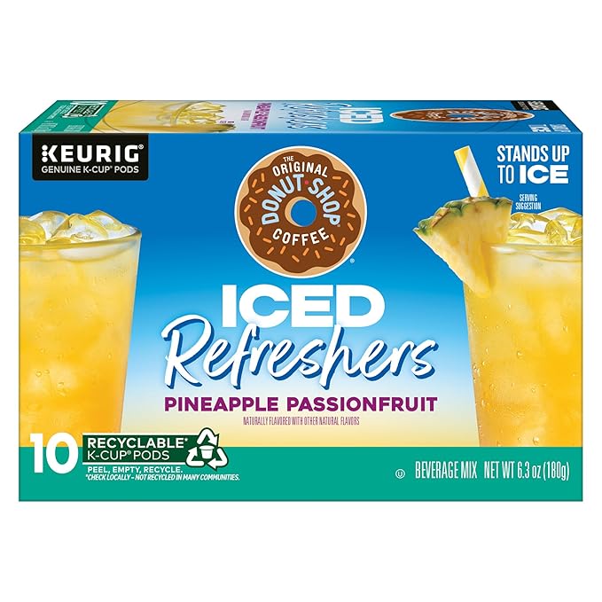 The Original Donut Shop Iced Refreshers, Pineapple Passionfruit Flavor, Keurig Single Serve K-Cup Pods, 60 Count (6 Packs of 10)