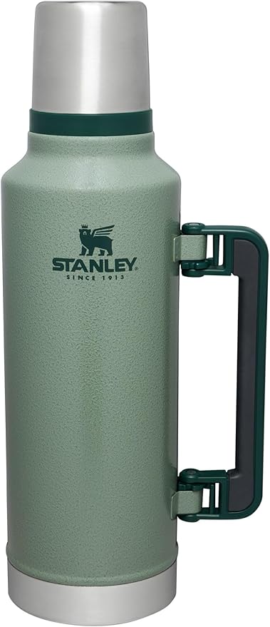 Stanley Classic Legendary Vacuum Bottle 2.0 qt | Wide Mouth with Leakproof Cup Lid |Keep Drinks Hot or Cold | Packable for Travel | Insulated Stainless Steel Thermal Bottle | BPA-Free|Hammertone Green