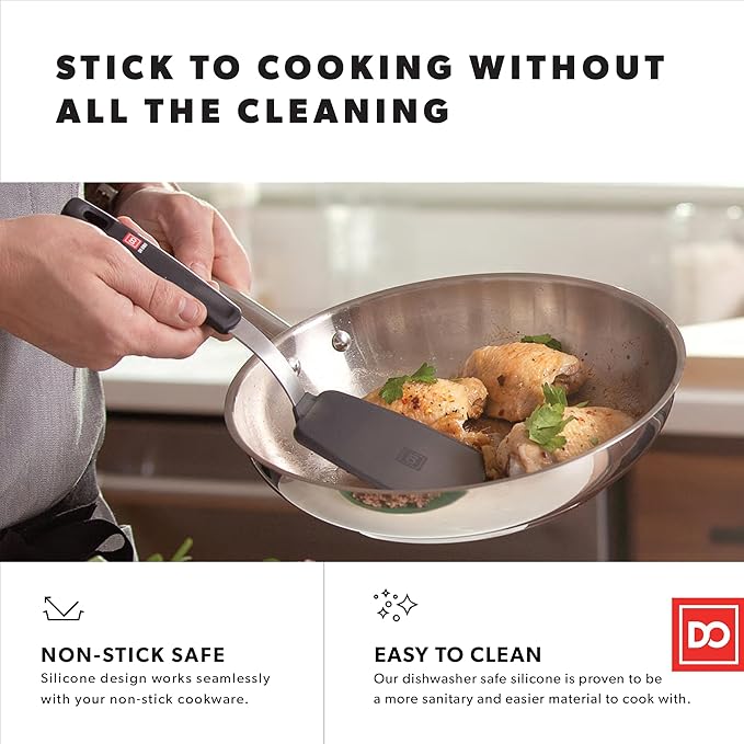 DI ORO Spatulas for Kitchen Use - Forever Warranty - 600°F Heat-Resistant Silicone - Turner Spatula Set for Cooking - BPA Free Wide Pancake Spatulas - Egg Flippers for Nonstick Cookware Safe (3pc)