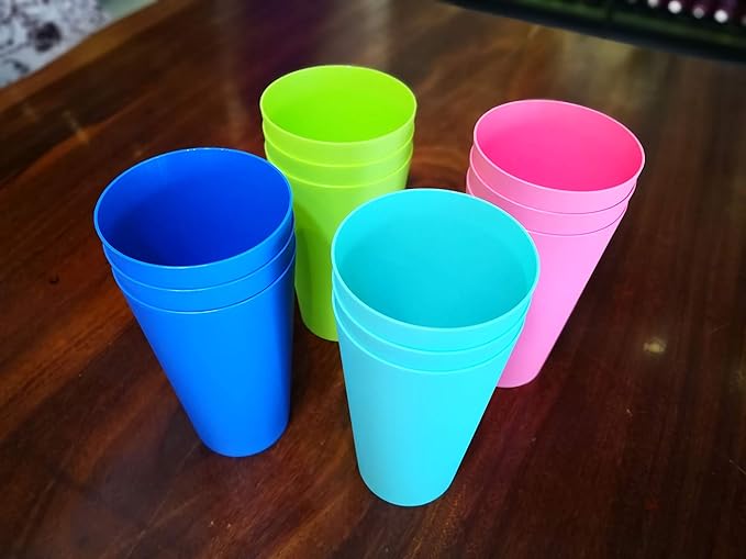 32-ounce Plastic Tumblers Reusable Dishwasher Safe BPA Free Set of 12 Multicolor Large Drinking Cups