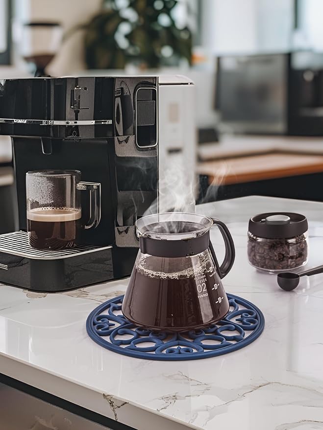 SMARTAKE 3 Set Silicone Trivet Mats, Multi-Use Carved Trivet Mat, Insulated Non-Slip Durable Kitchen Mats, Flexible Modern Kitchen Table Mat, for Hot Dishes, Pots, Dining Countertop, Navy Blue