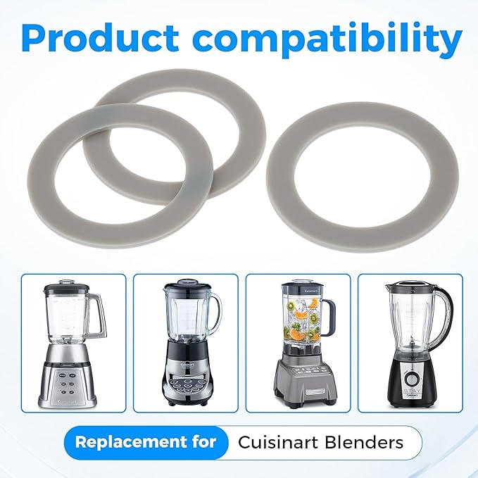 3Pcs Blender Gasket Rubber Seal O-Ring CUCB-456-3, Replacement for Cuisinart Blenders BFP703 BFP-703 BFP703B BFP-703CH SPB-7 SPB7 SPB-7BK CB8 CB9 BFP-703