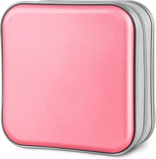 CD Case, 40 Capacity CD/DVD Case Holders Wallet Hard Plastic DVD Disc Cases Storage Binder for Car Home Office Travel (Pink)