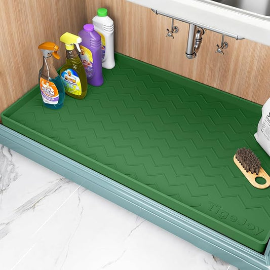 TigeJoy 34" x 22" Under Sink Mats for Kitchen Waterproof, Leak-Proof Silicone Mat Sink Protector and Cabinet Liner, Kitchen Essentials Organizer and Storage, Boot or Shoe Tray, Pet Feeding Mat