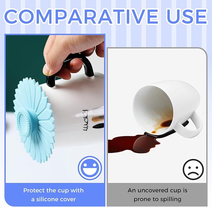Universal Silicone Mug Lids 6 Pcs, Temperature-Resistant Cup Covers - Image 4