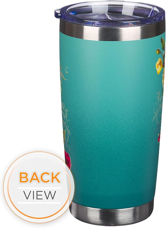 Christian Art Gifts Stainless Steel Double Wall Vacuum Insulated Tumbler 18 oz Butterfly Teal BPA-free Travel Mug with Retractable Lid Inspirational Bible Verse for Women - Hope -Isaiah 40:31
