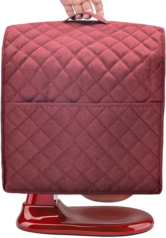 Stand Mixer Cover compatible with Kitchenaid Mixer, Fits All Tilt Head & Bowl Lift Models with 3 Organizer Bag for Accessories. (Dark Red, For Tilt Head 4.5-5 Quart)…