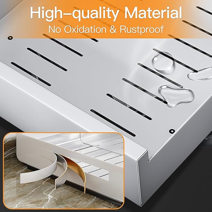 Pull out Cabinet Organizer, 21"Deep, Heavy Duty Full-Extension Slide out Drawers for Kitchen Cabinets with Nano Adhesive, Roll Out Shelf Sliding Cabinet for Pots, Bathroom, Pantry, Under Sink, White