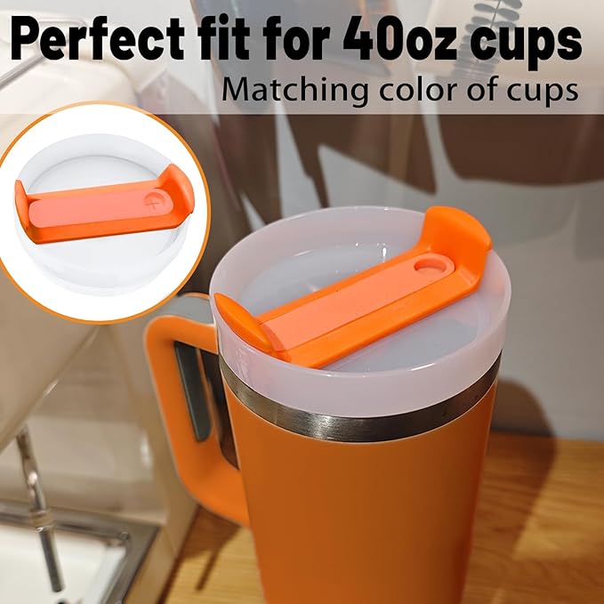 40 OZ Tumbler Lid Replacement Fit for Stanley Cup, 2 Pack Replacement Lids Fit for Stanley Travel Tumbler, Spill Proof Tumbler Covers for Stanley Cup Accessories (Opaque - Orange)