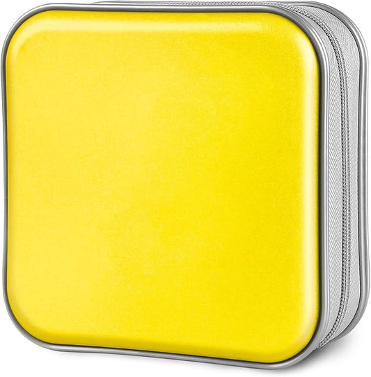 CD Case, 40 Capacity CD/DVD Case Holders Wallet Hard Plastic DVD Disc Cases Storage Binder for Car Home Office Travel (Yellow)