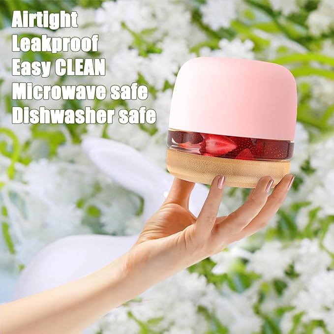 Tronco 24 oz Glass Container with Bamboo Lids, Food Storage Bowls for Soup, Stew & Overnight Oats, Meal Prep, Glass Lunch Bowl Container 100% Leak & Spill Proof, Airtight, BPA-Free- Ideal Gifts, 2Pack