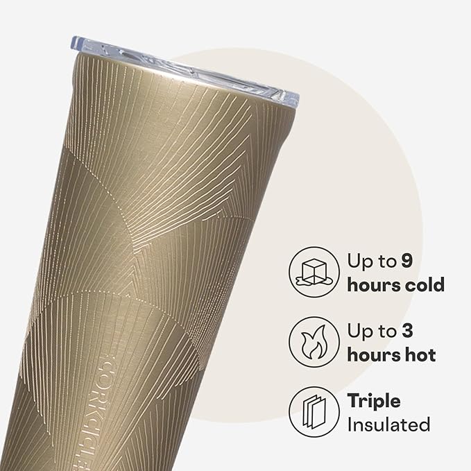 Corkcicle Classic Tumbler - Keeps Drinks Cold for 9 Hours & Hot for 3 - Triple-Insulated Stainless Steel - Holiday Tumbler Gift - 16 oz - Champagne Dreams