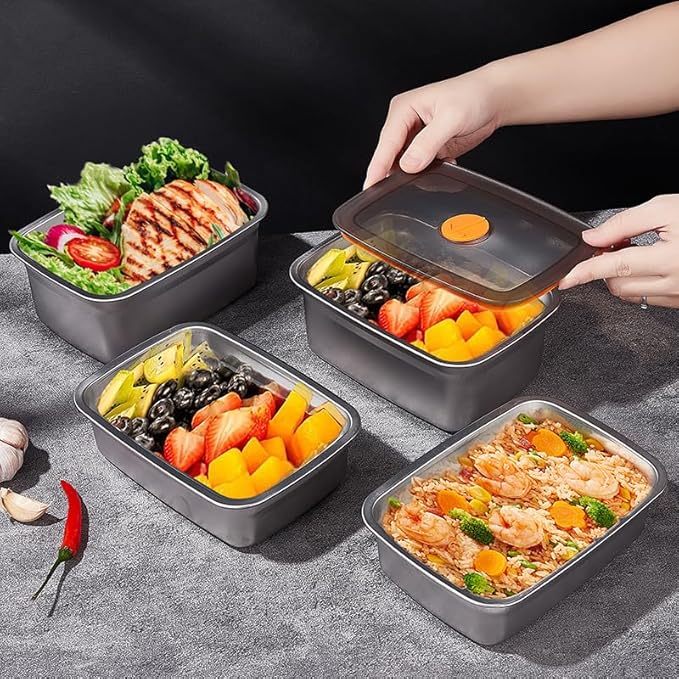 20 PCS Food Storage Containers with Lids Airtight (10 Containers & 10 Lids)，stainless steel food containers leak proof storage box with lid Locking Food Storage Container freezer storage
