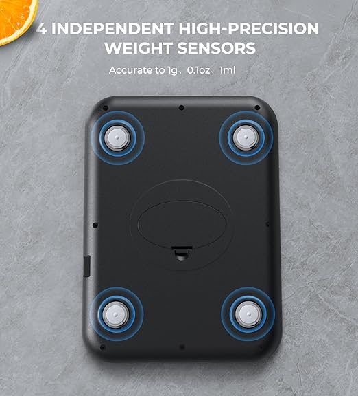 AZC Rechargeable Food Scale,33 lb Kitchen Scale, Digital Weight Grams and Ounces, 6 Units with Tare Function,8.2 x 6 x 0.7 inches