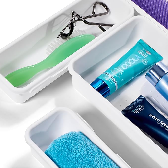 Madesmart 8-Piece Interlocking Bin Pack Customizable Multi-Purpose Drawer, One Home Organization, BPA Free, White, 8 Count