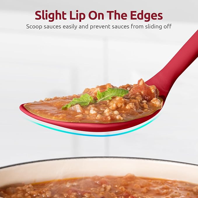 U-Taste 600ºF Heat Resistant Wok Spatula: 13.76" Long, 3.63" Wide Silicone Cooking Utensils with Flexible Edge & Sturdy Core, for Kitchen Stir Fry, Serving, Scoop, in Non-Stick Pan, Carbon Steel (Red)