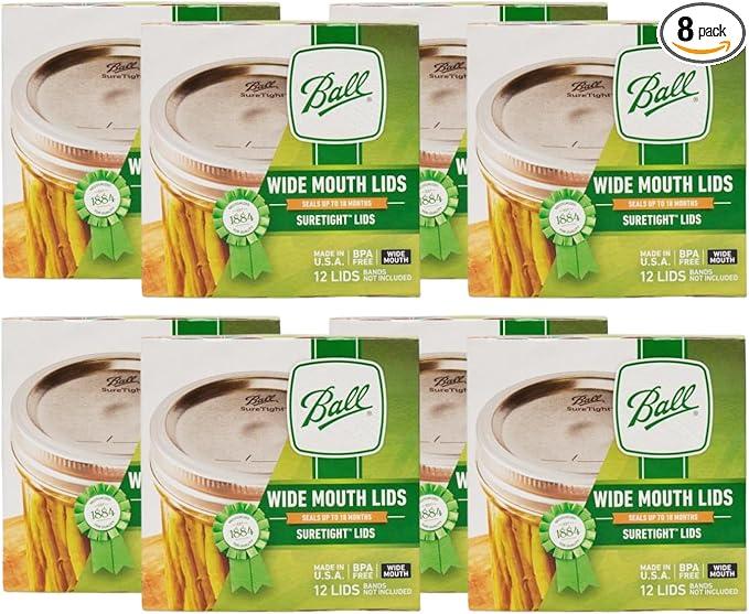 Ball Mason Jar Lids, Wide Mouth, 12 CT (Pack of 8)