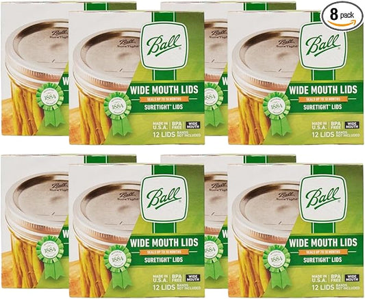 Ball Mason Jar Lids, Wide Mouth, 12 CT (Pack of 8)