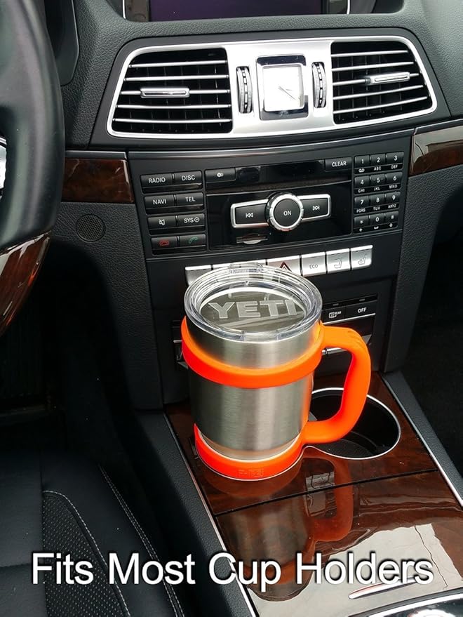 F-32 Handle - 19 COLORS - 30oz Size - Compatible with 30 oz YETI and 30 oz. OZARK TRAIL Tumbler Travel Mug (30OZ, ELECTRIC PEACH (NEON))