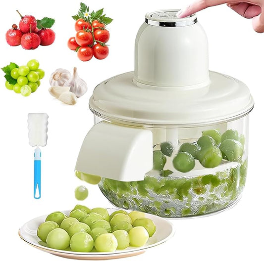 Electric Grape Peeling Machine, Garlic Peeling Machine, Automatic Peeler, Garlic Peeler Skin Remover Commercial Fruit Rechargeable Milk Tea Fruit Shop Special Equipment (White)